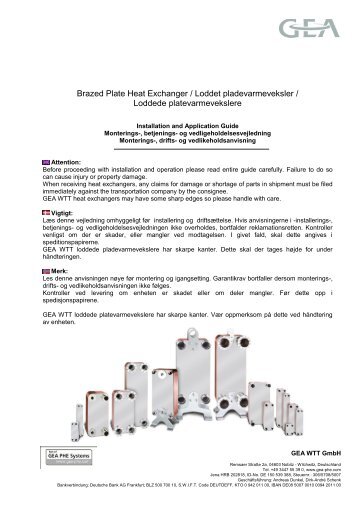 Brazed Plate Heat Exchanger / Loddet pladevarmeveksler ...