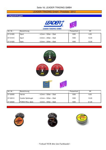 VK-Preisliste 2012-8 - LEADER TRADING GMBH