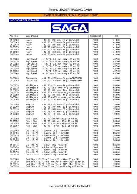 VK-Preisliste 2012-8 - LEADER TRADING GMBH