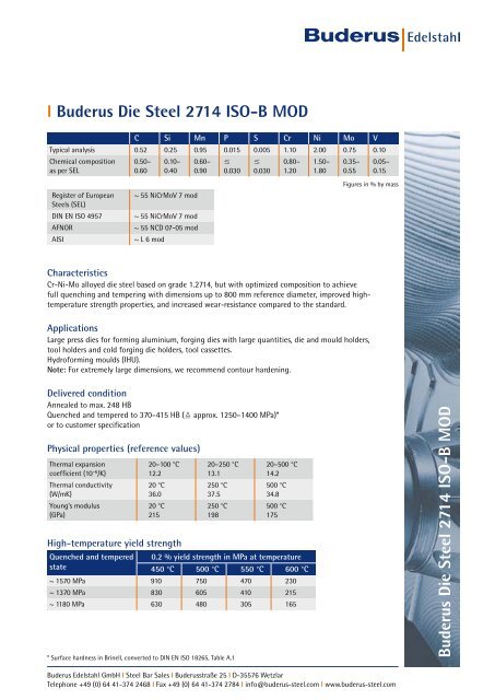 l Buderus Die Steel 2714 ISO-B MOD - Buderus Edelstahl GmbH