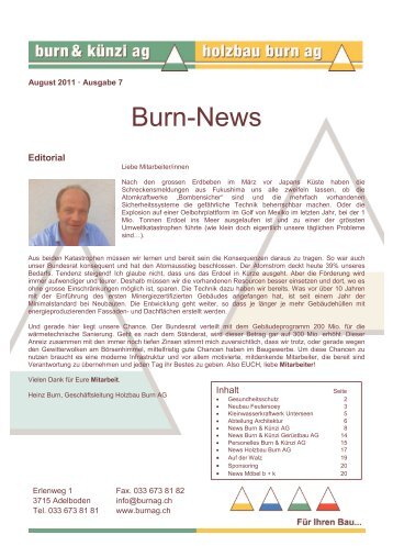 Newsletter 2011 - Ausgabe 7 - Burn AG