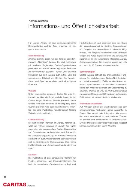 Jahresbericht 2011 - Caritas Aargau