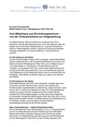 Vom Möbelhaus zum Einrichtungszentrum - Werbeagentur Peter Wirz