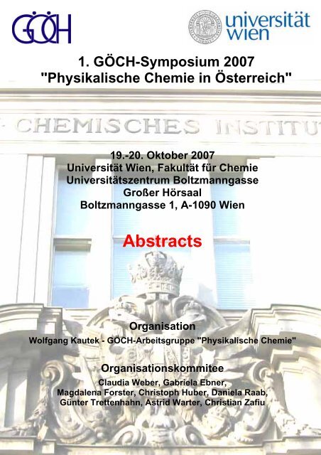 Abstracts - Institut für Physikalische Chemie - Universität Wien