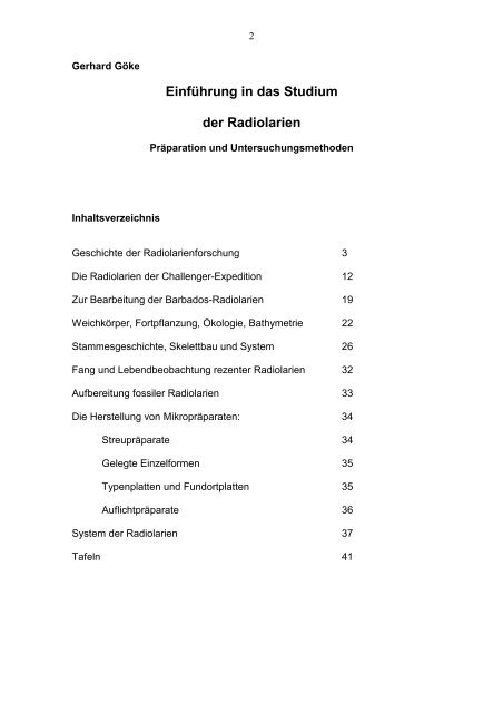 Einführung in das Studium der Radiolarien