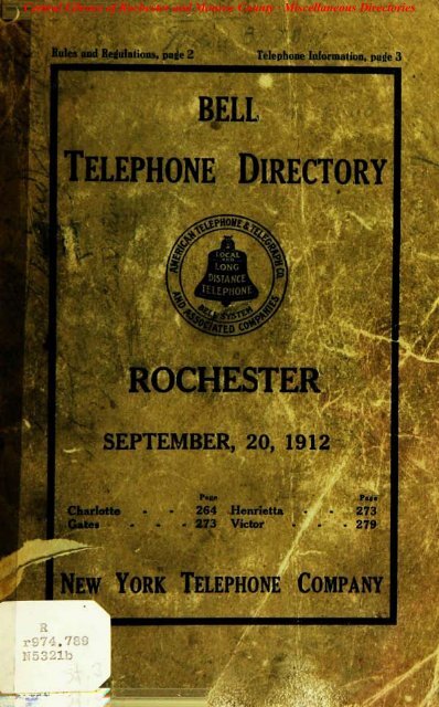 bell telephone directory rochester - Monroe County Library System