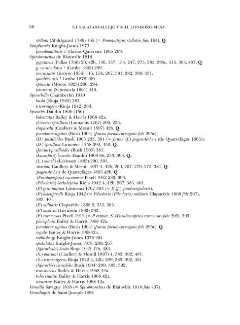 Lista de especies y bibliografía de poliquetos ... - E-journal - UNAM