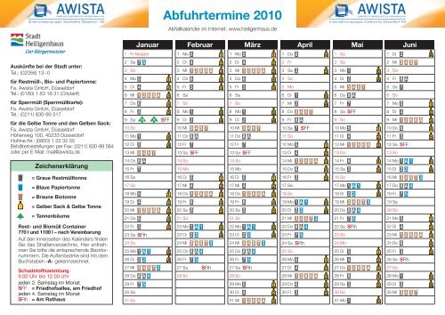 Abfallkalender Heiligenhaus 2010 - Stadt Heiligenhaus