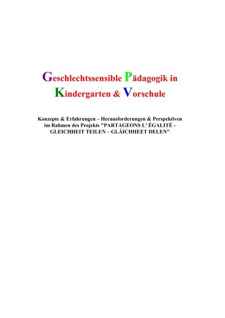 Geschlechtssensible Padagogik In Kindergarten Vorschule Geschlechtssensible Padagogik In Kindergarten Vorschule