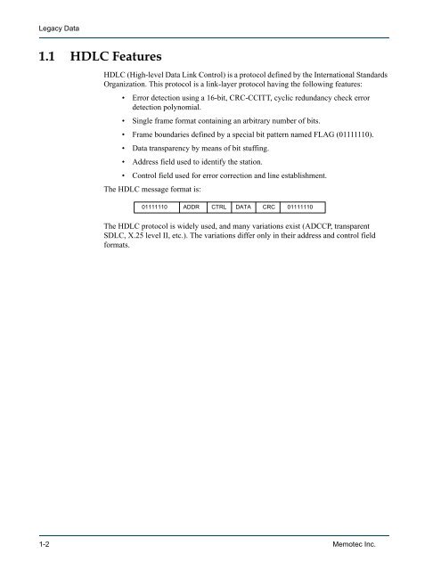 Legacy Data System Reference - Comtech EF Data