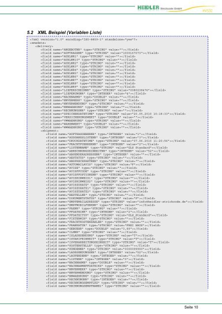 Fracht-Avisierung Beschreibung - Heidler Strichcode GmbH