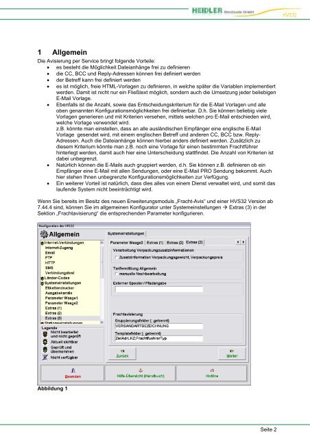 Fracht-Avisierung Beschreibung - Heidler Strichcode GmbH