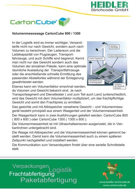 Volumenmesswaage CartonCube 800 / 1300 - Heidler Strichcode ...