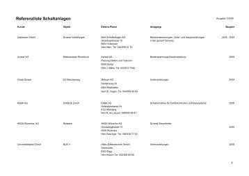 Referenzliste bis 2009 - Berli Schaltanlagen AG