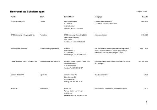 Referenzliste bis 2009 - Berli Schaltanlagen AG