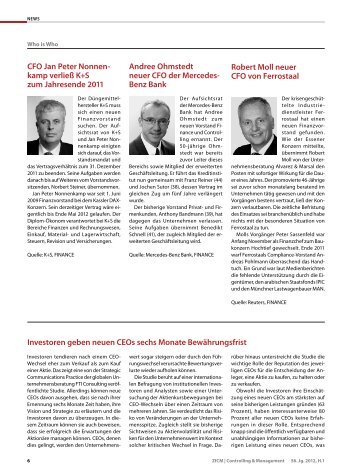 Robert Moll neuer CFO von Ferrostaal CFO Jan Peter Nonnen ...