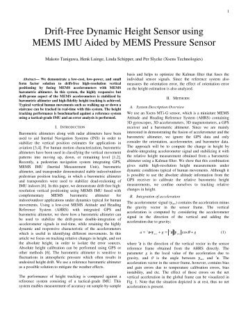 Drift-Free Dynamic Height Sensor using MEMS IMU Aided ... - Xsens