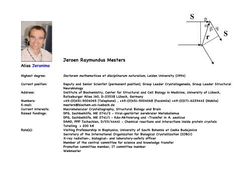 Jeroen Raymundus Mesters - biochem.uni-luebeck.de