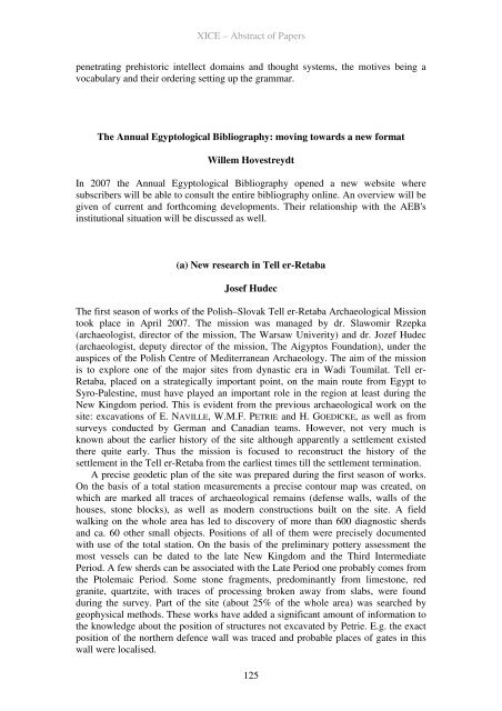 Tenth International Congress of Egyptologists Abstracts of Papers