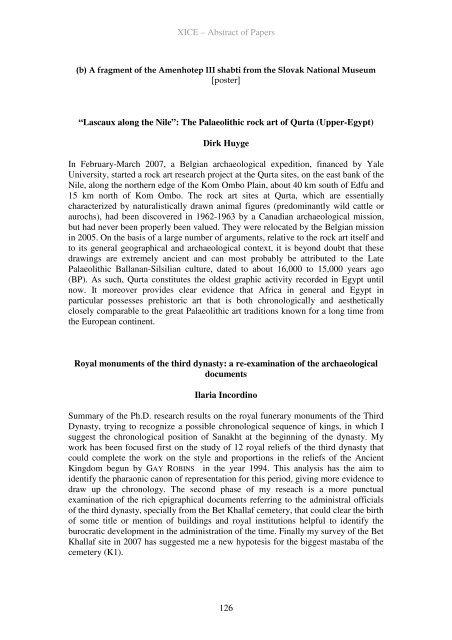 Tenth International Congress of Egyptologists Abstracts of Papers