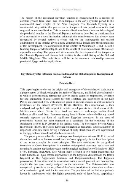 Tenth International Congress of Egyptologists Abstracts of Papers