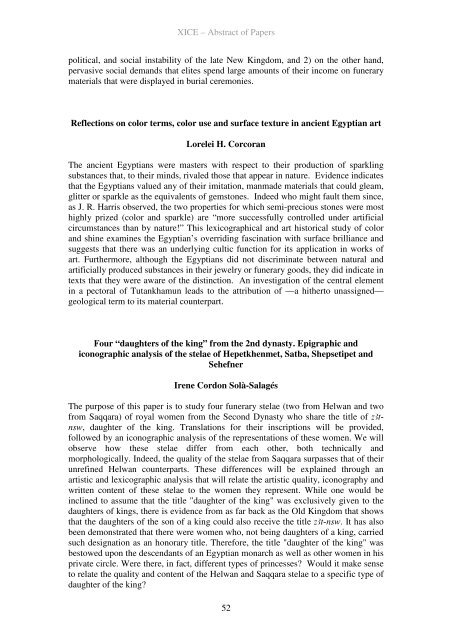 Tenth International Congress of Egyptologists Abstracts of Papers