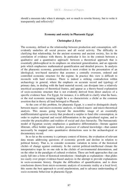 Tenth International Congress of Egyptologists Abstracts of Papers