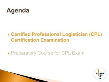 Certified Professional Logistician (CPL) Certification Examination ...