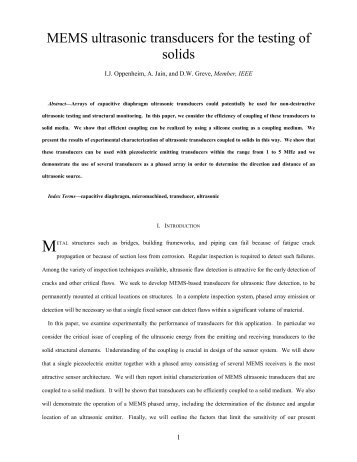 MEMS ultrasonic transducers for the testing of solids - Electrical and ...