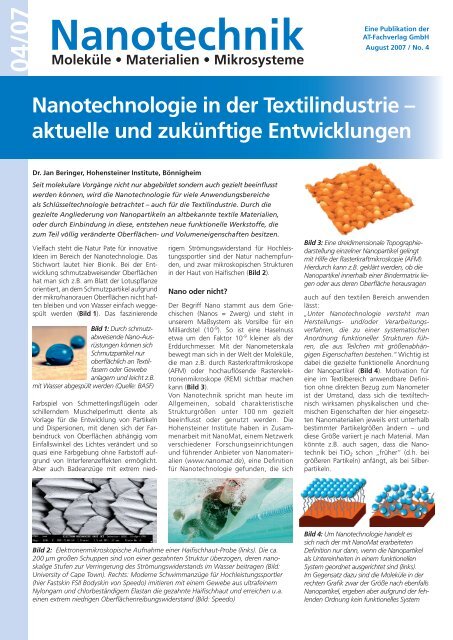 Nanotechnologie in der Textilindustrie  - Hohenstein Institute