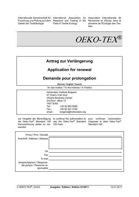 OEKO-TEX®Antrag zur Verlängerung-Bulgaria (PDF, 586