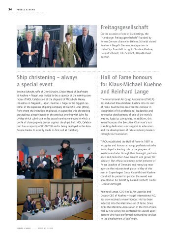 Hall of Fame honours for Klaus-Michael Kuehne ... - Kuehne + Nagel
