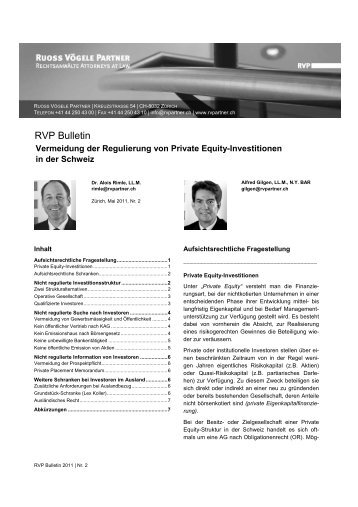 Vermeidung der Regulierung von Private Equity-Investitionen in der ...