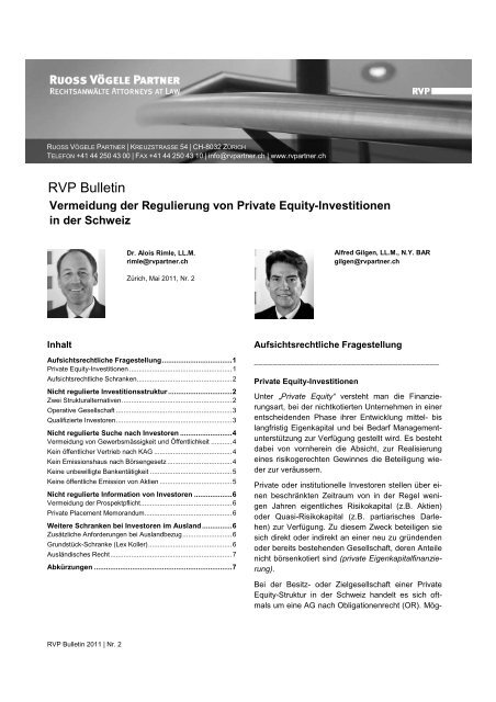 Vermeidung der Regulierung von Private Equity-Investitionen in der ...