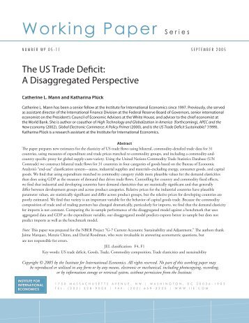 Working Paper 05-11 The US Trade Deficit: A Disaggregate ...