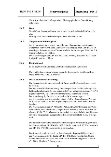 HuPF Teil 3 (08.99) Feuerwehrjacke Ergänzung 11/2010 ...