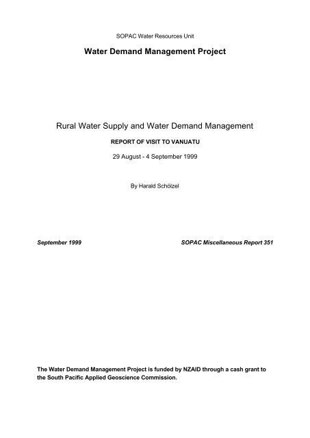 Rural water supply and water demand ... - Up To - SOPAC