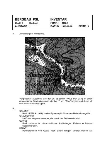 BERGBAU PSL INVENTAR - Mineralienatlas