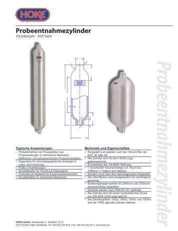 Probeentnahmezylinder mit TPED Abnahme - bei Hoke GmbH