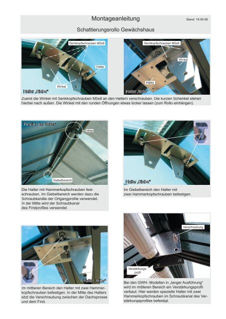 Schattierungsrollo GWH (PDF) - Hoklartherm