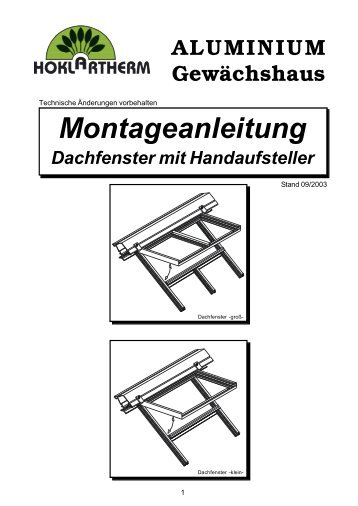 Dachfenster Handaufsteller(PDF) - Hoklartherm