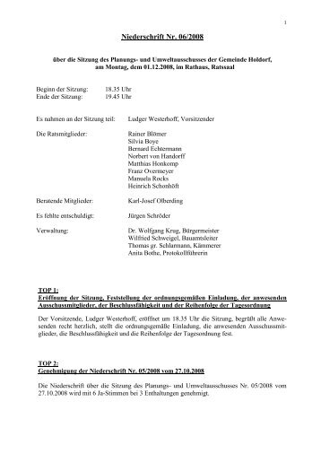 Protokoll vom 01.12.2008 - Gemeinde Holdorf