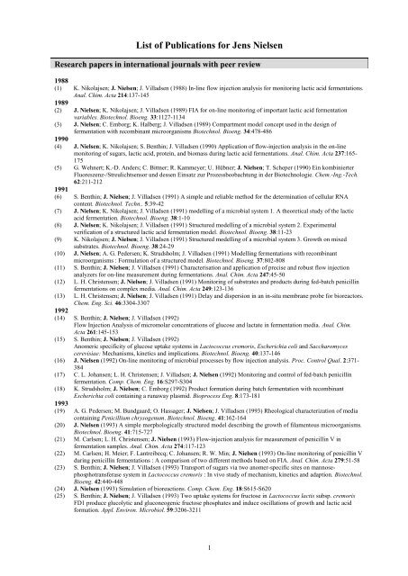List of Publications for Jens Nielsen - Systems &amp; Synthetic Biology