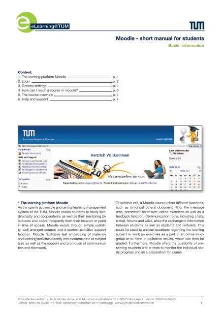 Moodle - short manual for students - Moodle - TUM