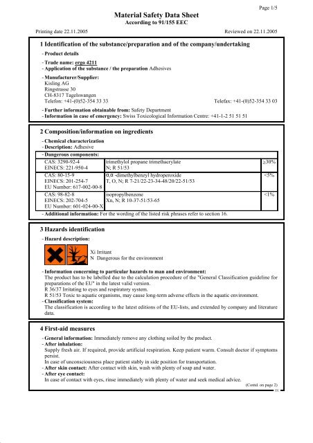 Material Safety Data Sheet