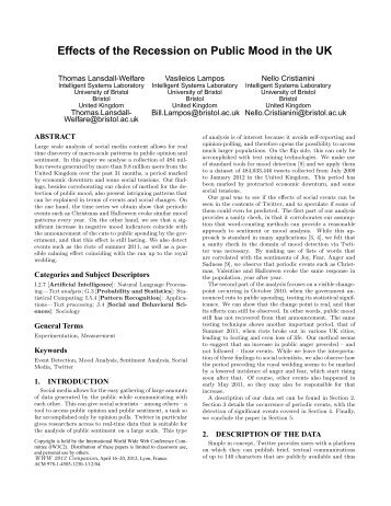 Effects of the Recession on Public Mood in the UK - Department of ...