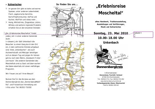 Programm Landwirtschaft, Handwerk, Ausstellungen...