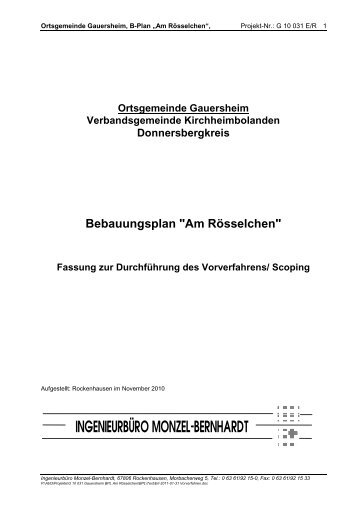 Bebauungsplan "Am Rösselchen" - Verbandsgemeinde ...