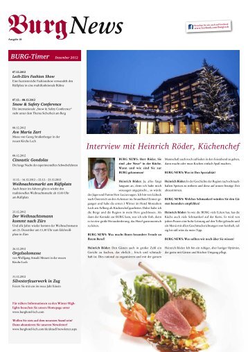 Interview mit Heinrich Röder, Küchenchef - BURG Hotel