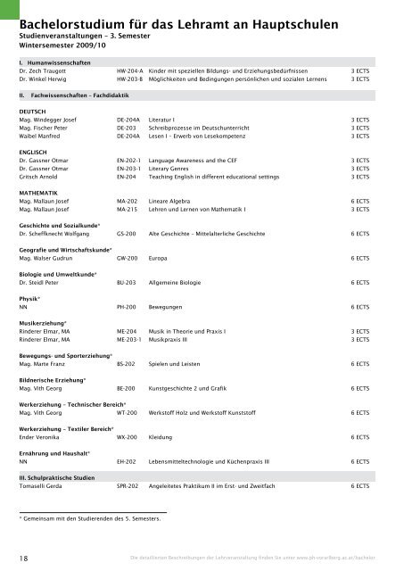 Studienverzeichnis Wintersemester 2009/10 [pdf] - Pädagogische ...